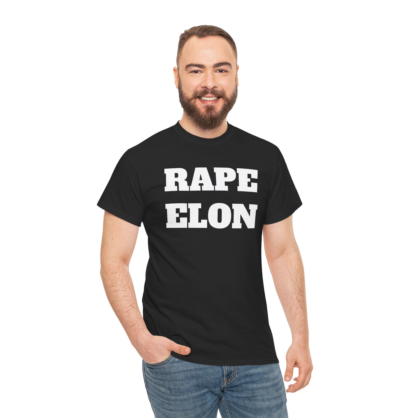 Unisex Heavy Cotton Tee - Bold Statement Tee 'RAPE ELON'
