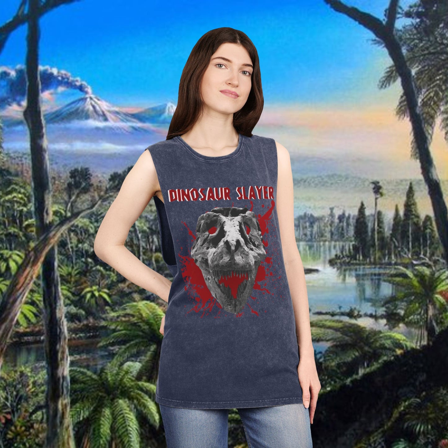 Dinosaur Slayer Stonewash Tank Top