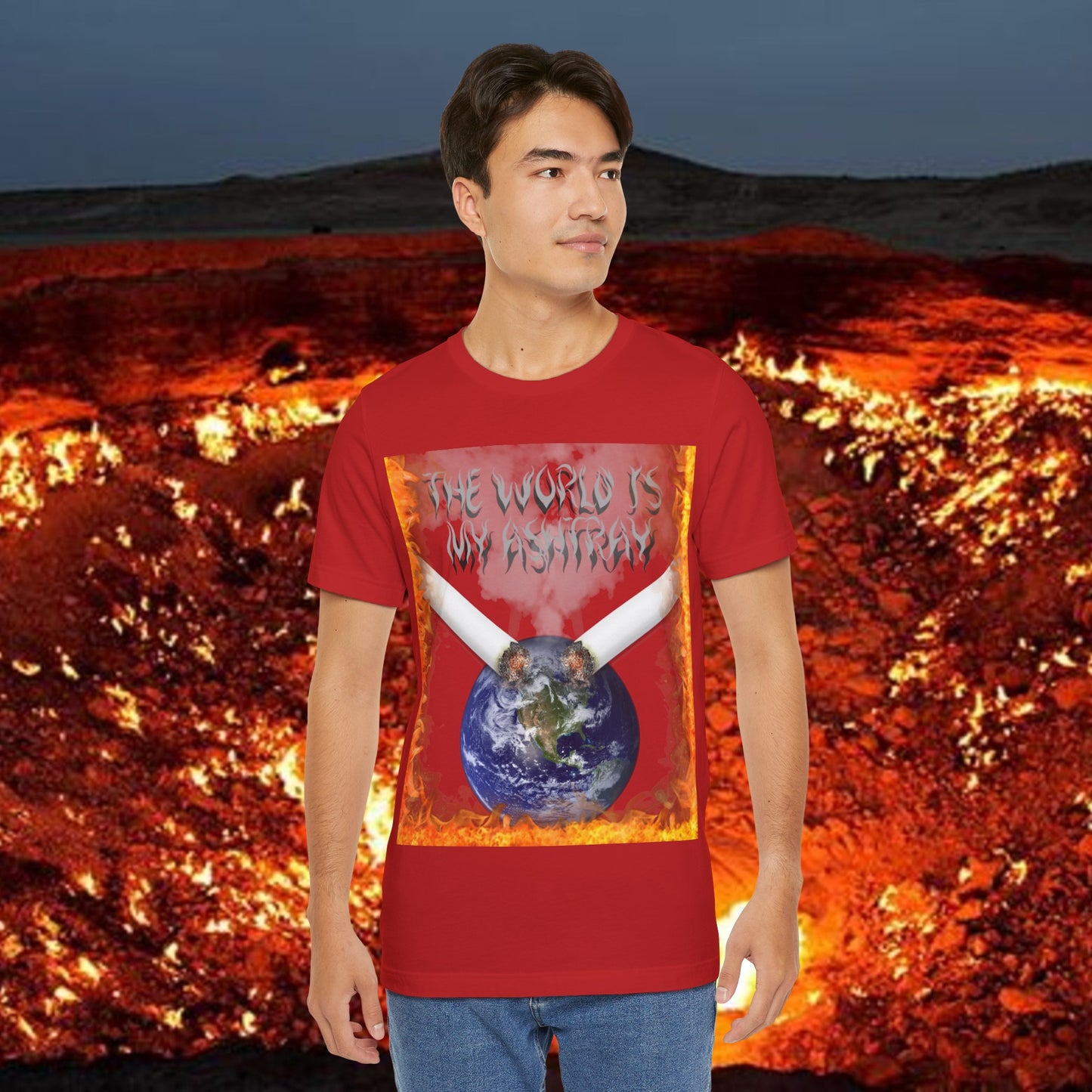 The World Is My Ashtray Front Design Unisex Short Sleeve Tee