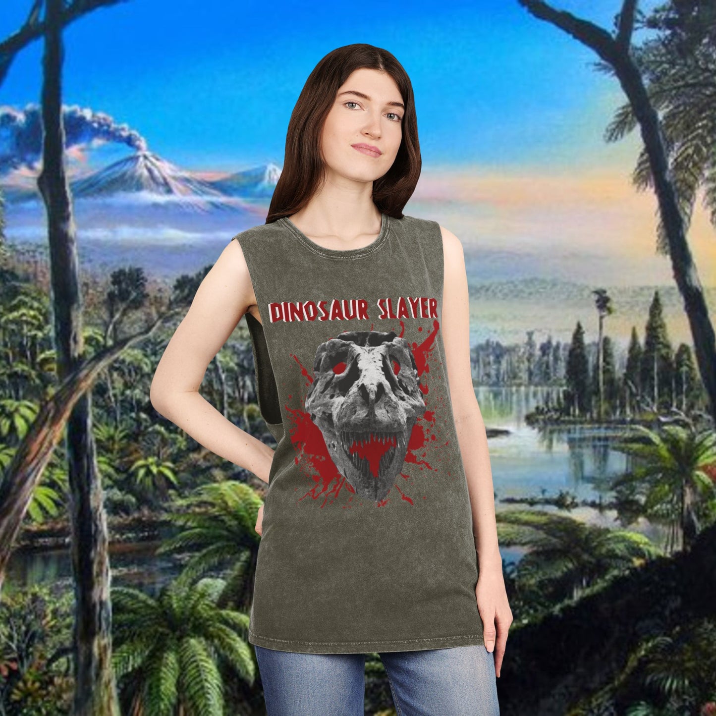 Dinosaur Slayer Stonewash Tank Top