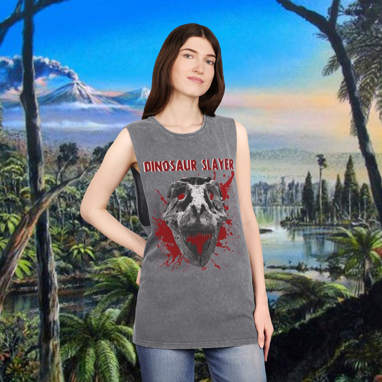 Dinosaur Slayer Stonewash Tank Top