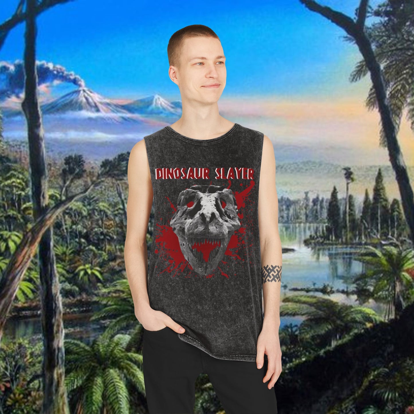 Dinosaur Slayer Stonewash Tank Top