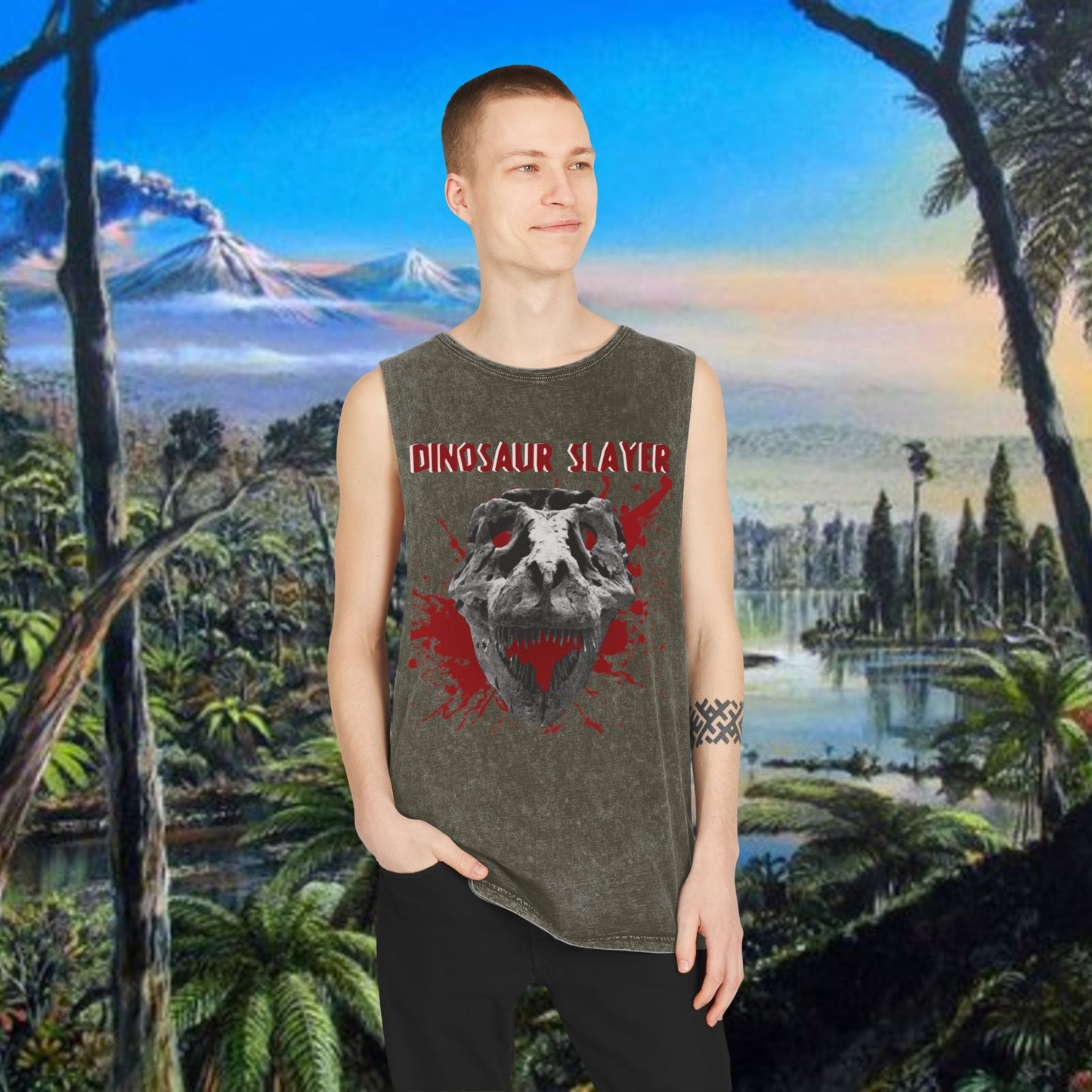 Dinosaur Slayer Stonewash Tank Top