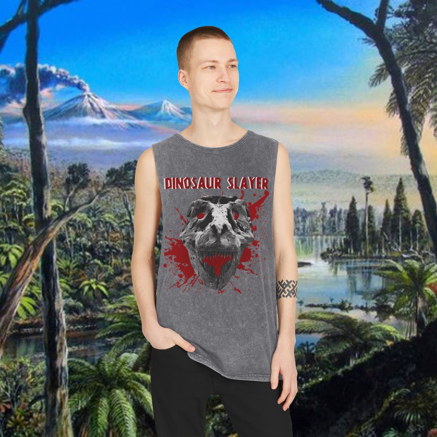 Dinosaur Slayer Stonewash Tank Top