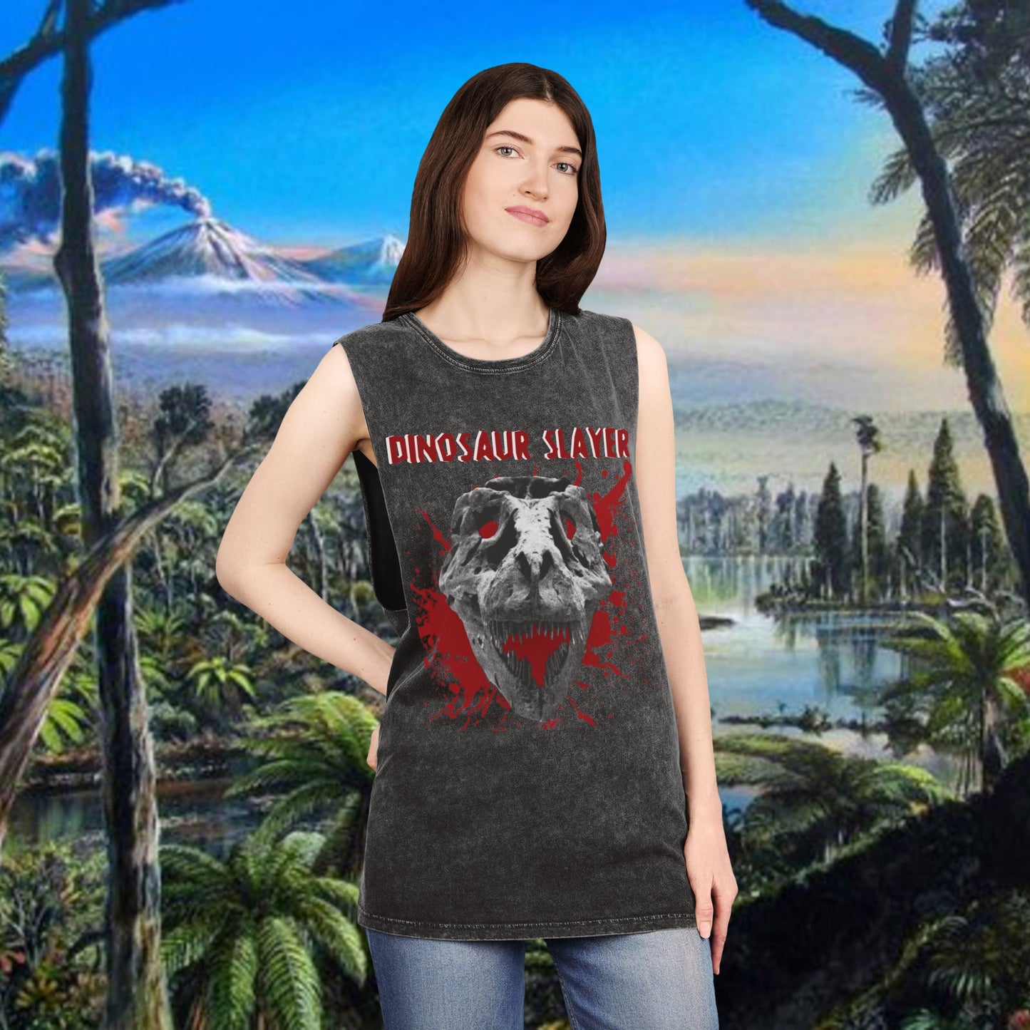 Dinosaur Slayer Stonewash Tank Top