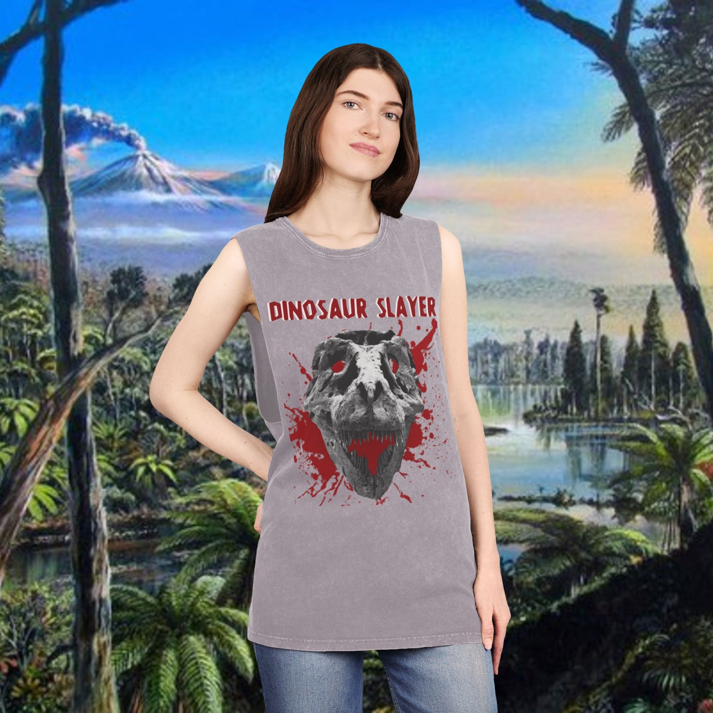 Dinosaur Slayer Stonewash Tank Top