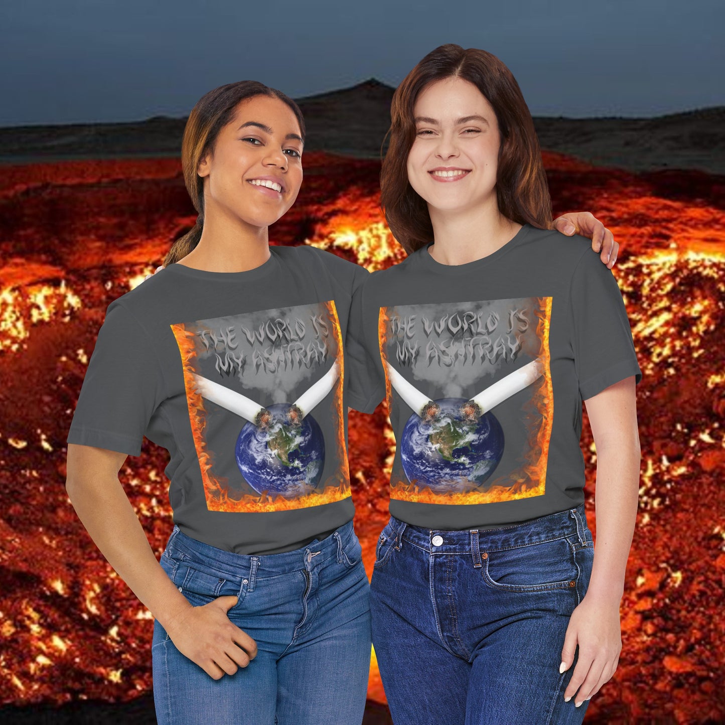 The World Is My Ashtray Front Design Unisex Short Sleeve Tee