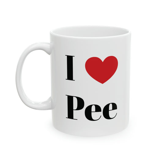I Heart Pee Ceramic Mug, 11oz