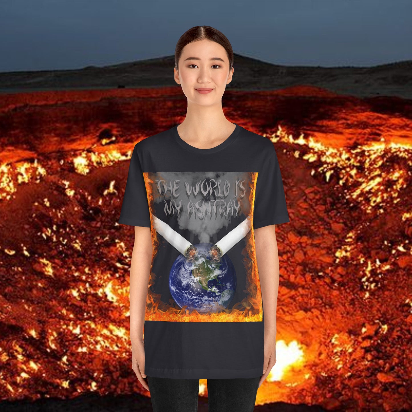 The World Is My Ashtray Front Design Unisex Short Sleeve Tee