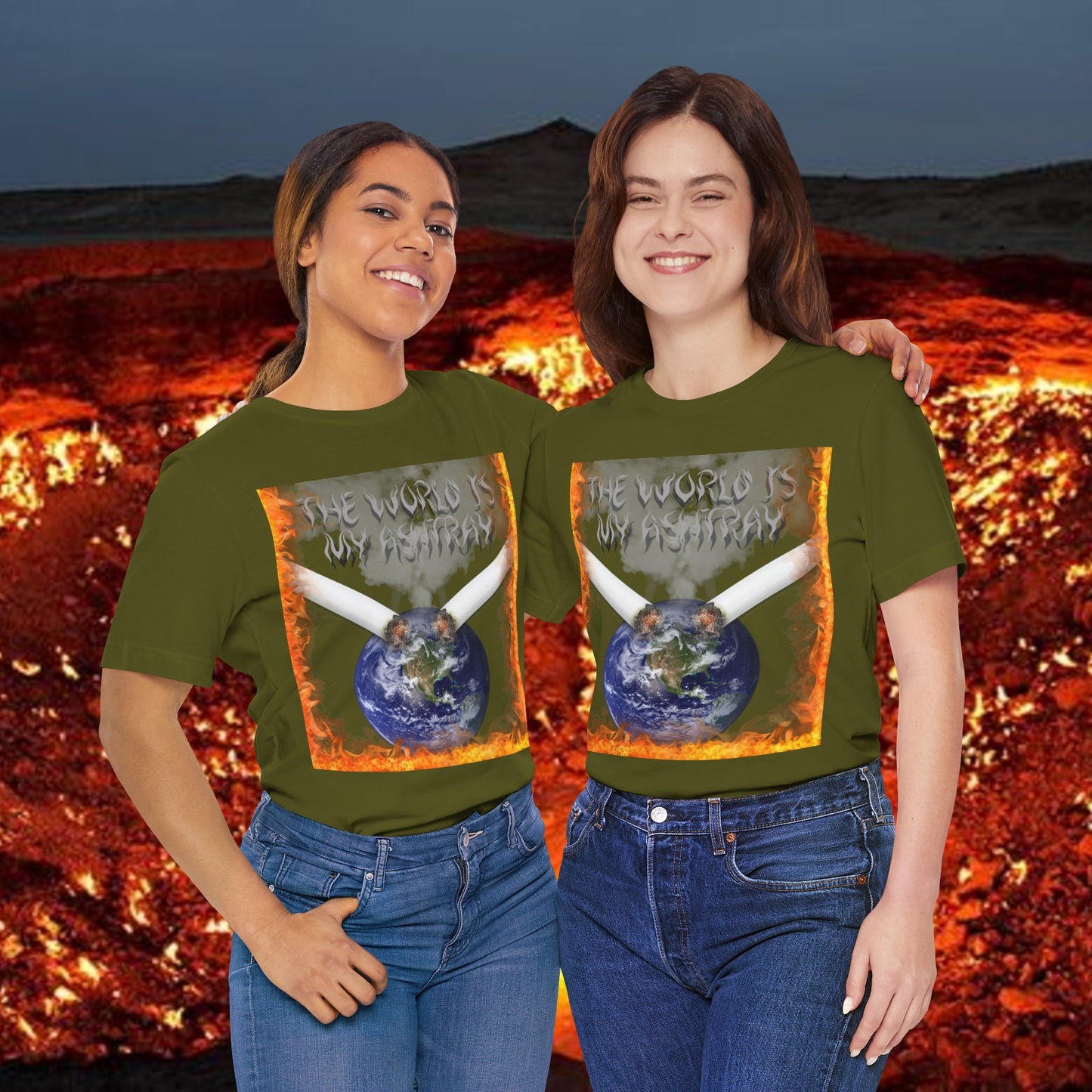The World Is My Ashtray Front Design Unisex Short Sleeve Tee