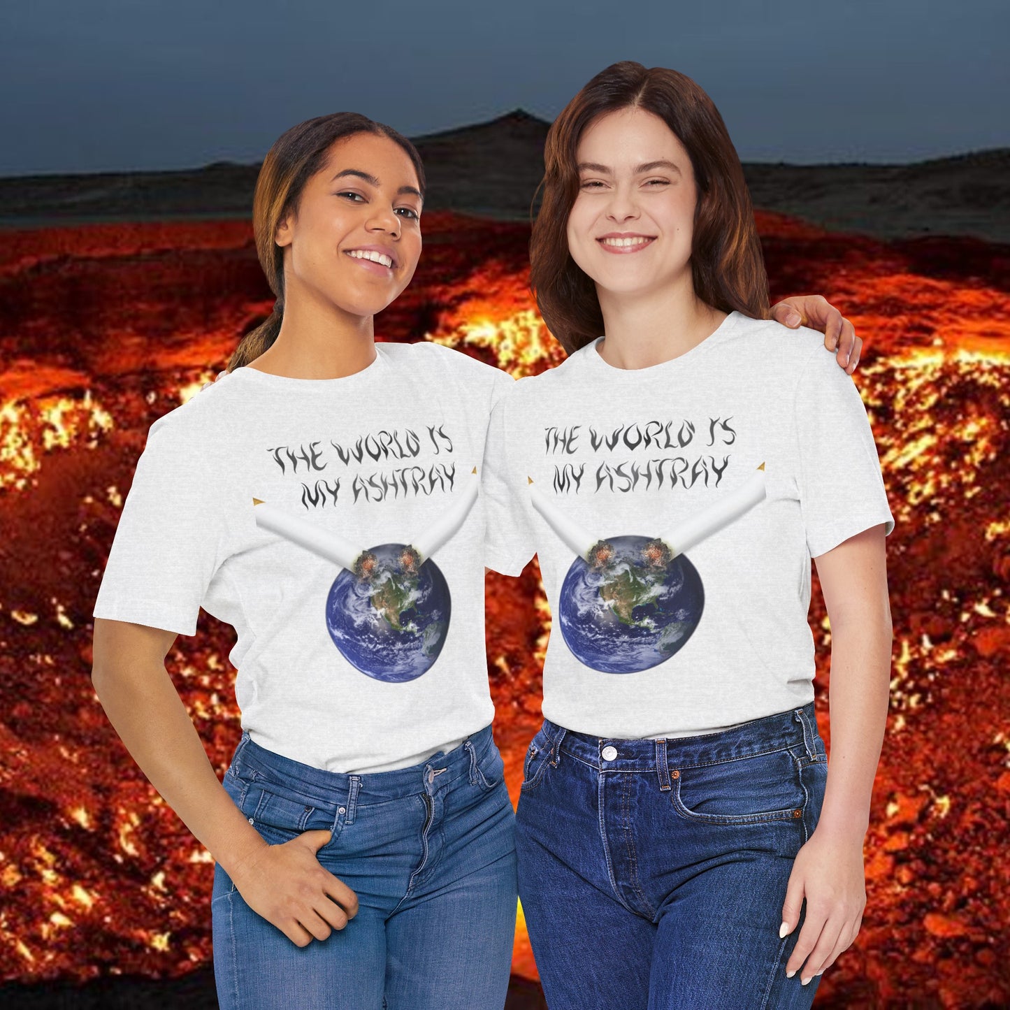 The World Is My Ashtray Front Design Unisex Short Sleeve Tee