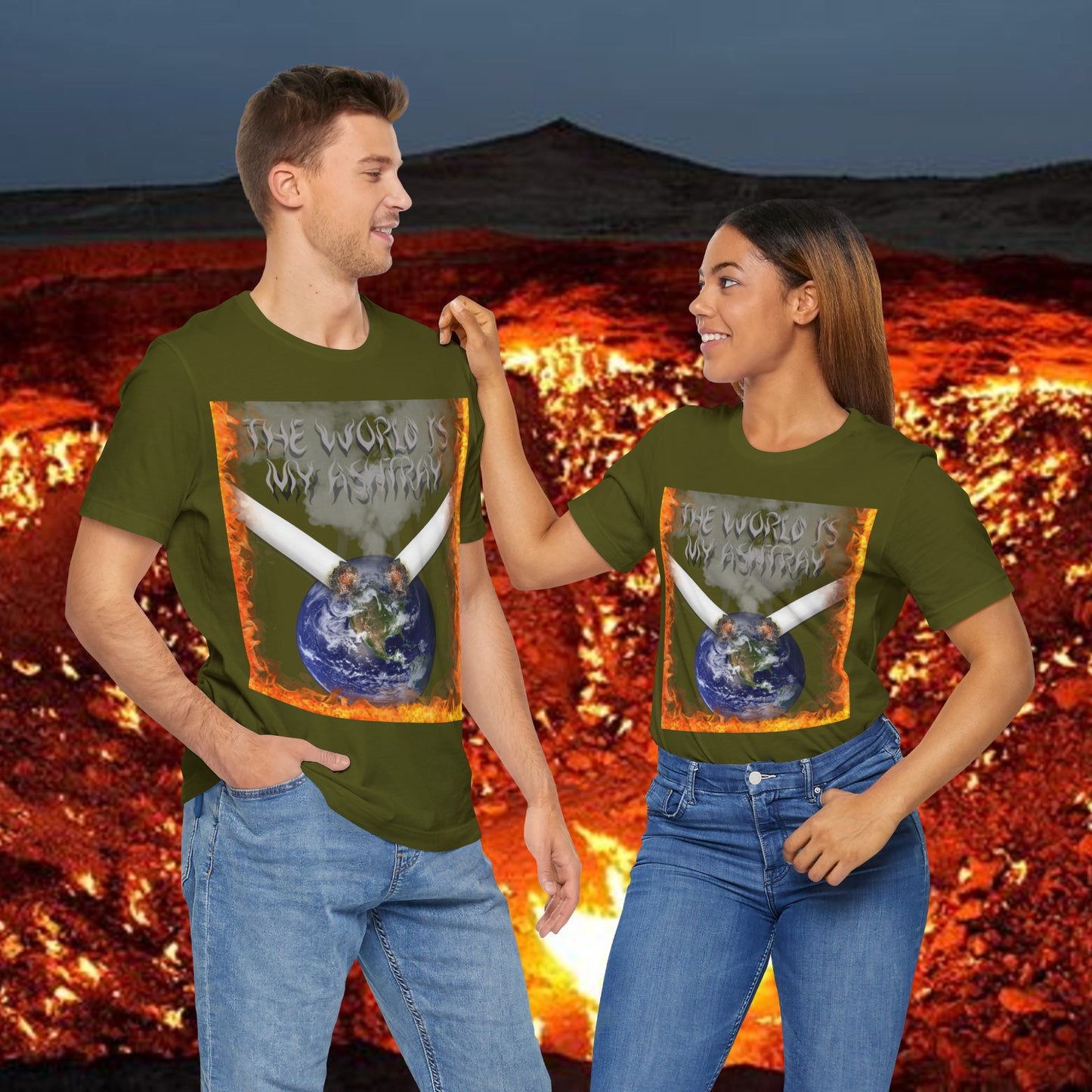 The World Is My Ashtray Front Design Unisex Short Sleeve Tee