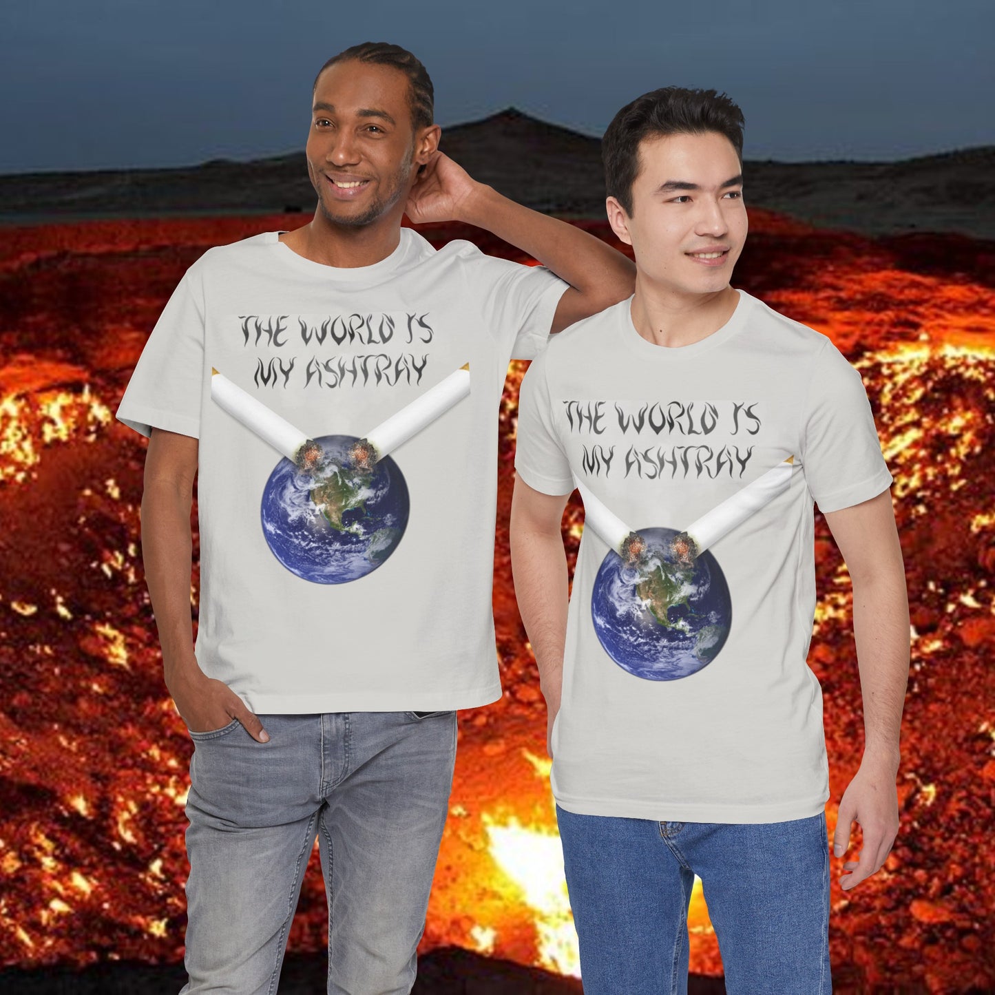 The World Is My Ashtray Front Design Unisex Short Sleeve Tee