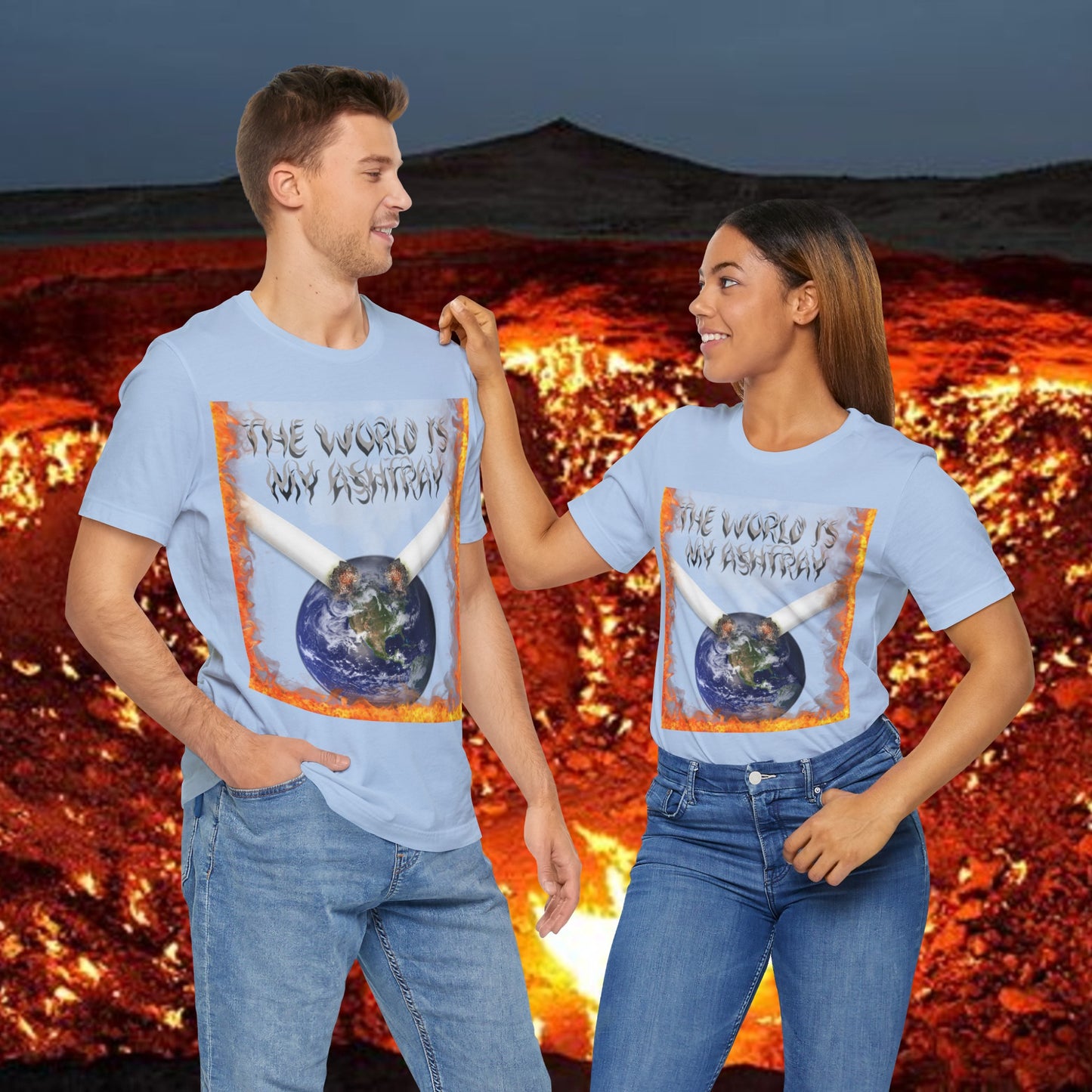 The World Is My Ashtray Front Design Unisex Short Sleeve Tee