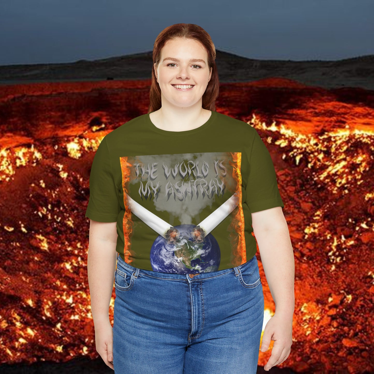 The World Is My Ashtray Front Design Unisex Short Sleeve Tee