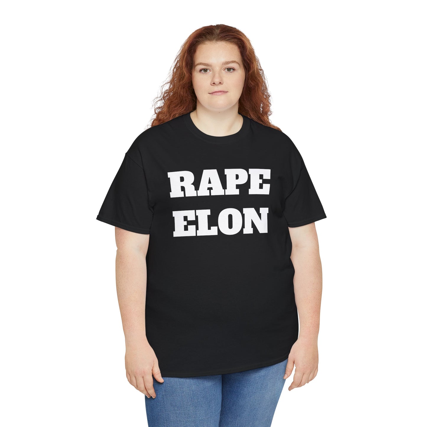 Unisex Heavy Cotton Tee - Bold Statement Tee 'RAPE ELON'