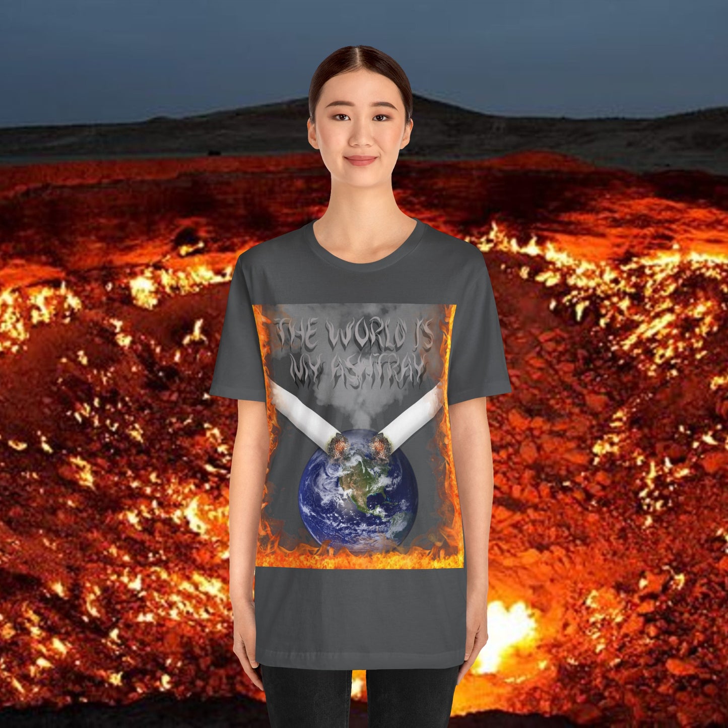 The World Is My Ashtray Front Design Unisex Short Sleeve Tee