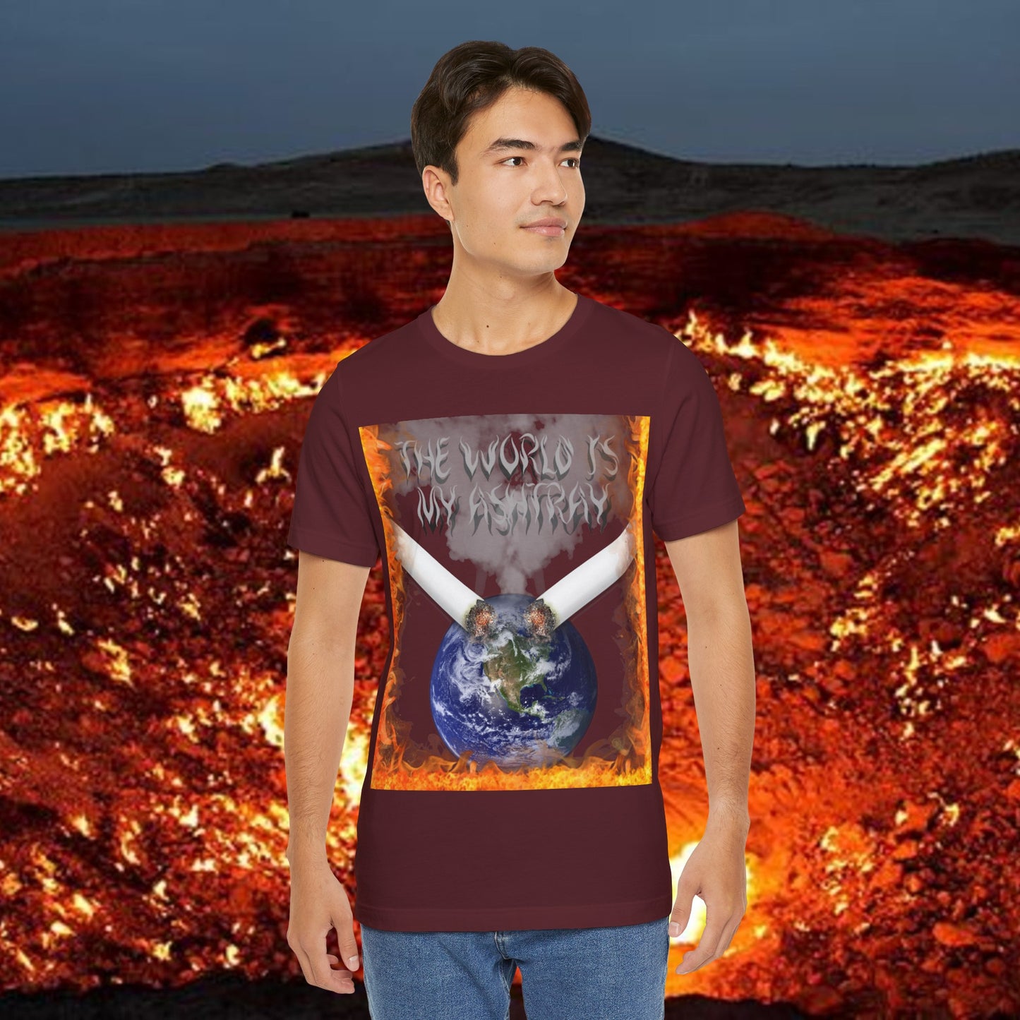 The World Is My Ashtray Front Design Unisex Short Sleeve Tee