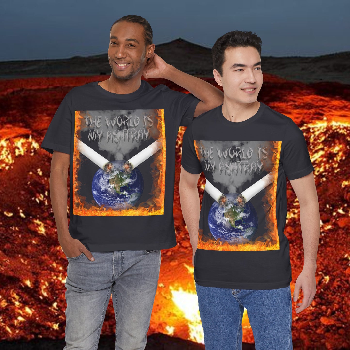 The World Is My Ashtray Front Design Unisex Short Sleeve Tee