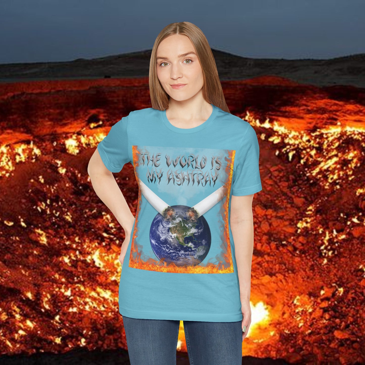 The World Is My Ashtray Front Design Unisex Short Sleeve Tee