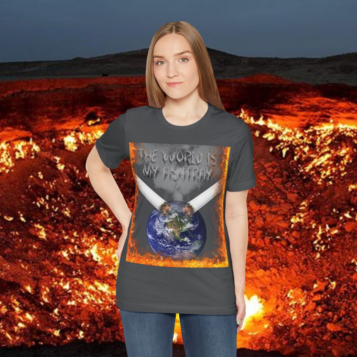 The World Is My Ashtray Front Design Unisex Short Sleeve Tee