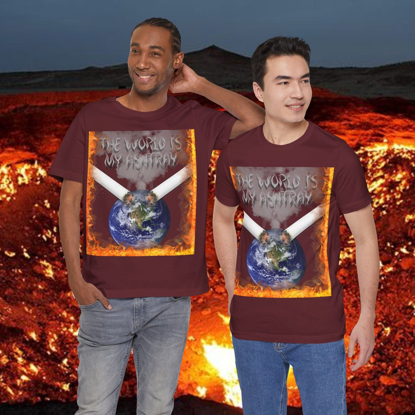 The World Is My Ashtray Front Design Unisex Short Sleeve Tee