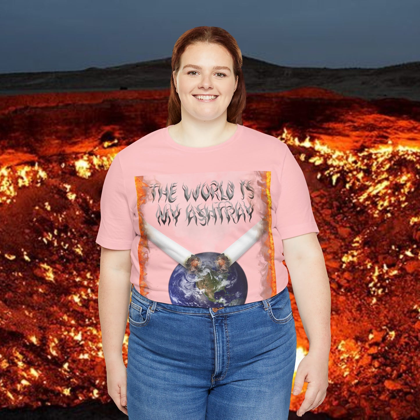 The World Is My Ashtray Front Design Unisex Short Sleeve Tee