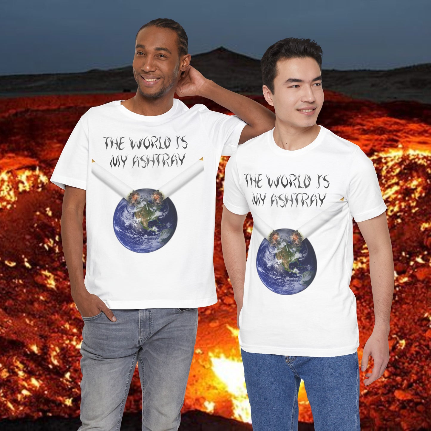 The World Is My Ashtray Front Design Unisex Short Sleeve Tee