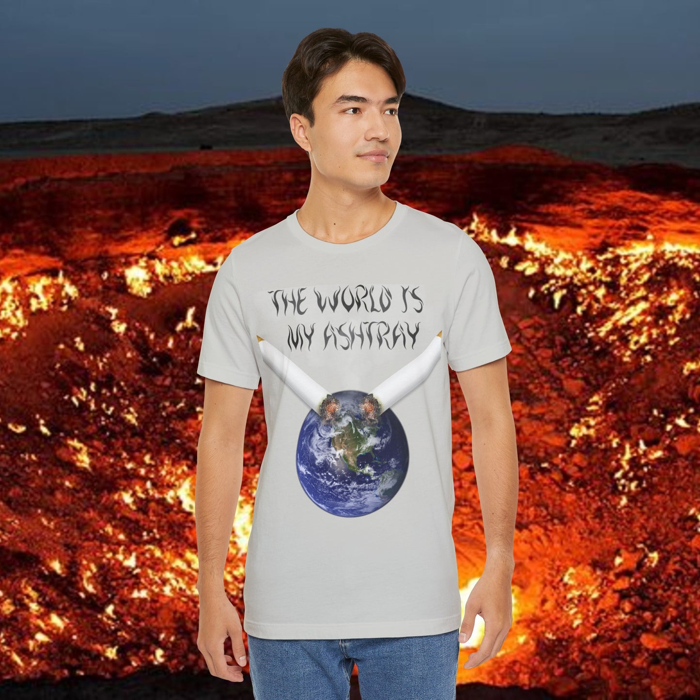 The World Is My Ashtray Front Design Unisex Short Sleeve Tee