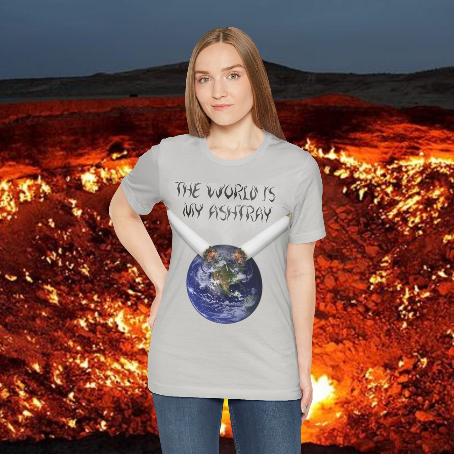 The World Is My Ashtray Front Design Unisex Short Sleeve Tee