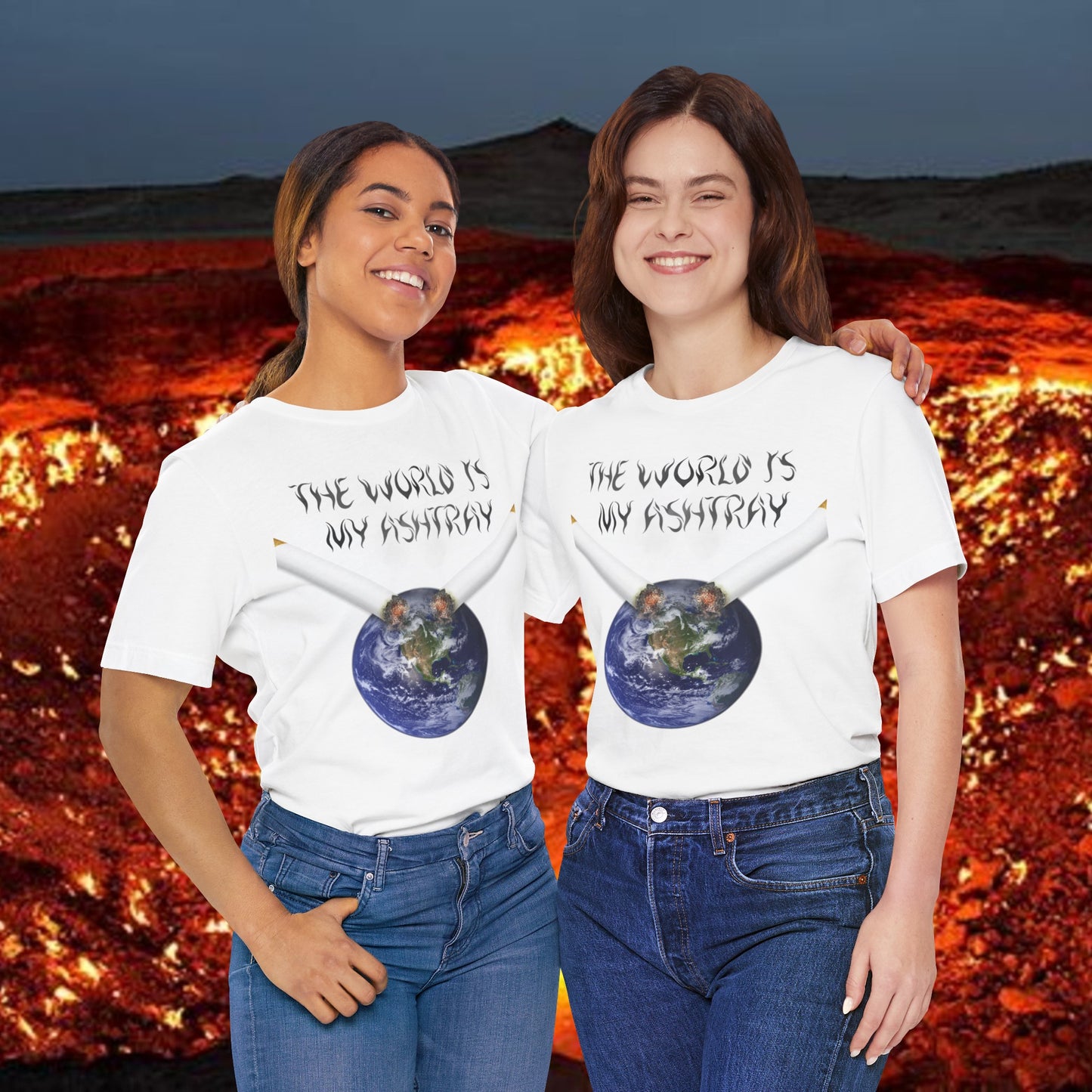 The World Is My Ashtray Front Design Unisex Short Sleeve Tee