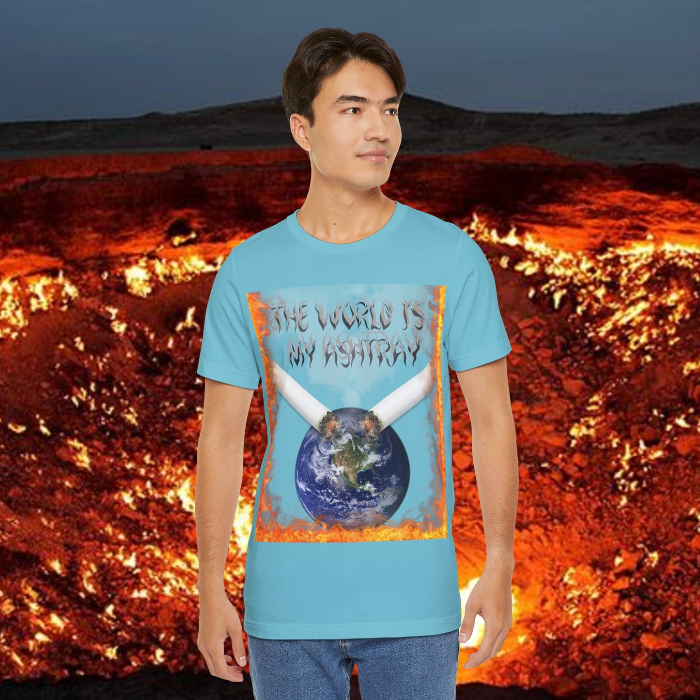 The World Is My Ashtray Front Design Unisex Short Sleeve Tee