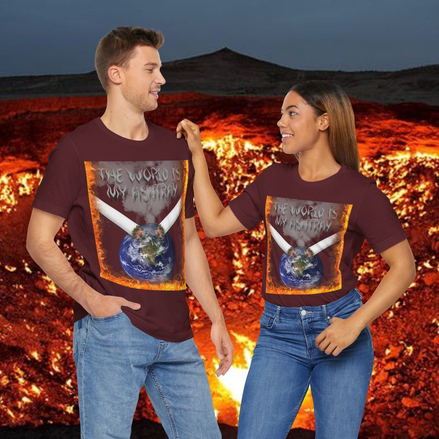 The World Is My Ashtray Front Design Unisex Short Sleeve Tee