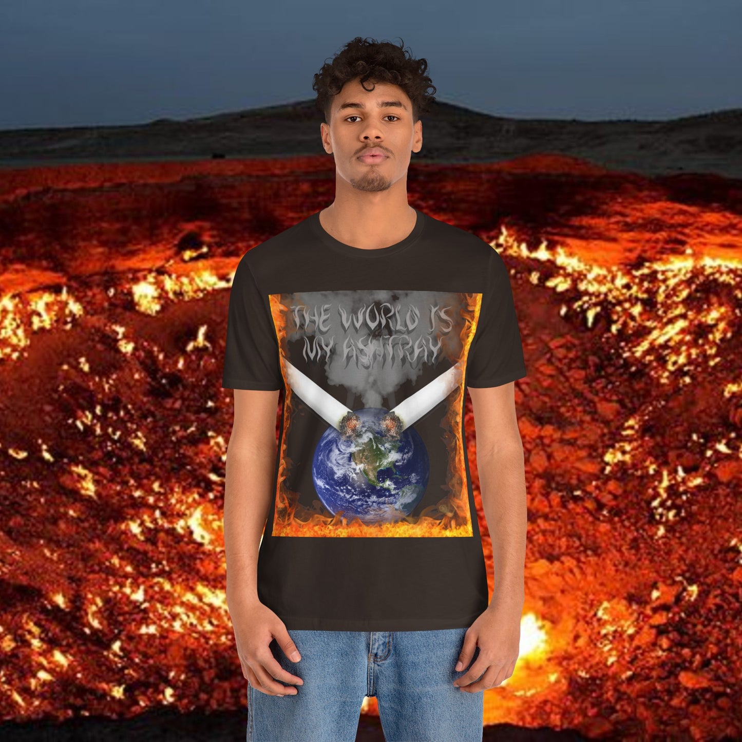 The World Is My Ashtray Front Design Unisex Short Sleeve Tee