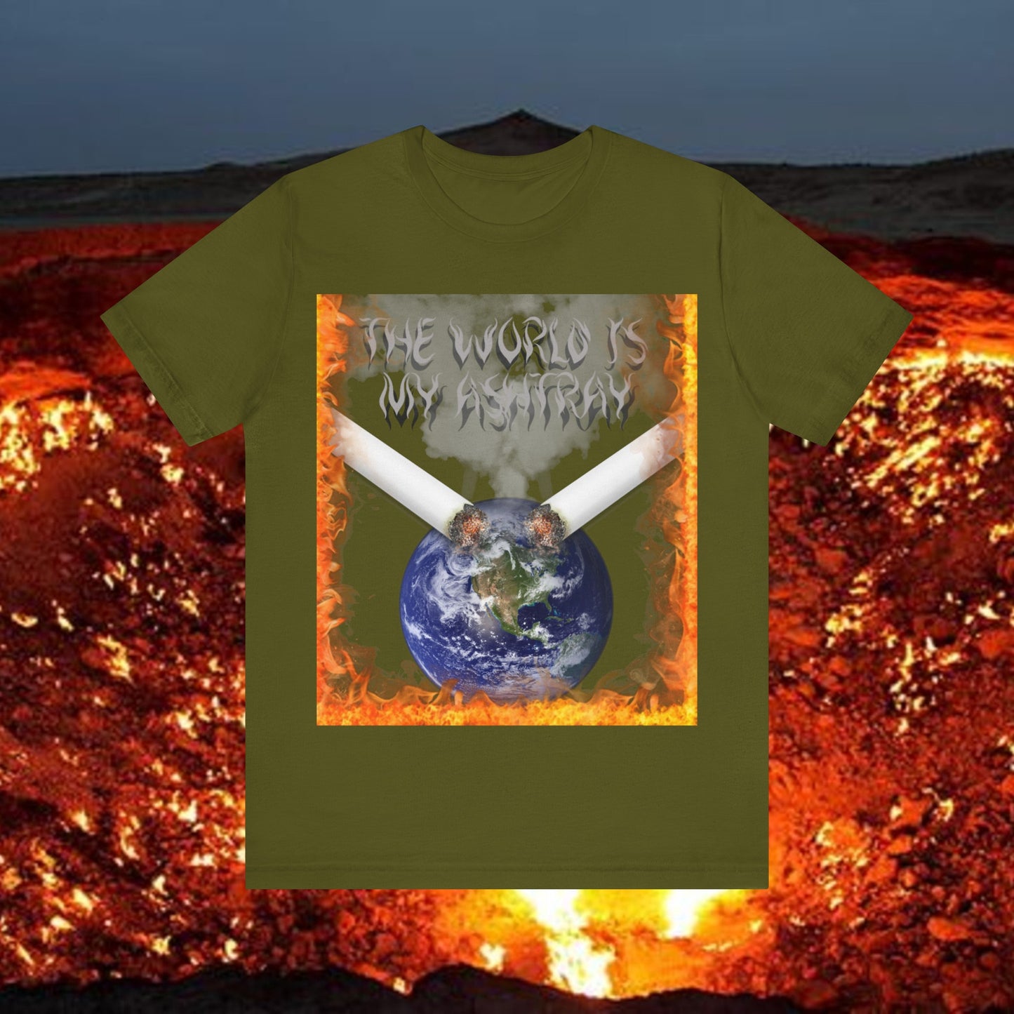 The World Is My Ashtray Front Design Unisex Short Sleeve Tee