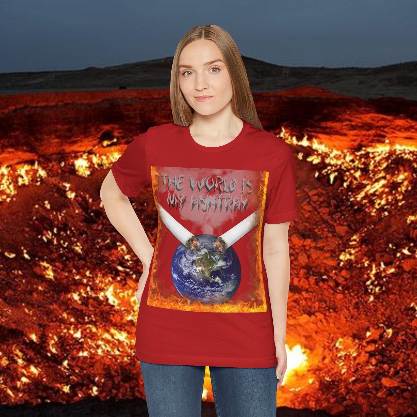 The World Is My Ashtray Front Design Unisex Short Sleeve Tee