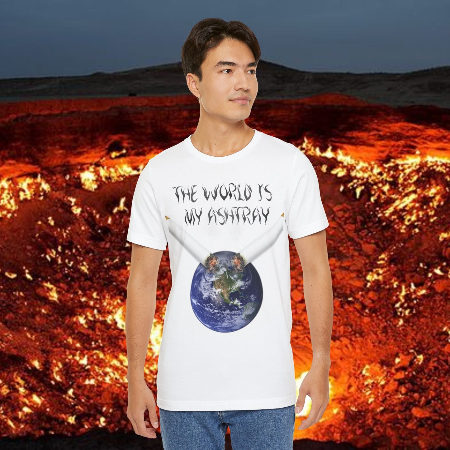The World Is My Ashtray Front Design Unisex Short Sleeve Tee