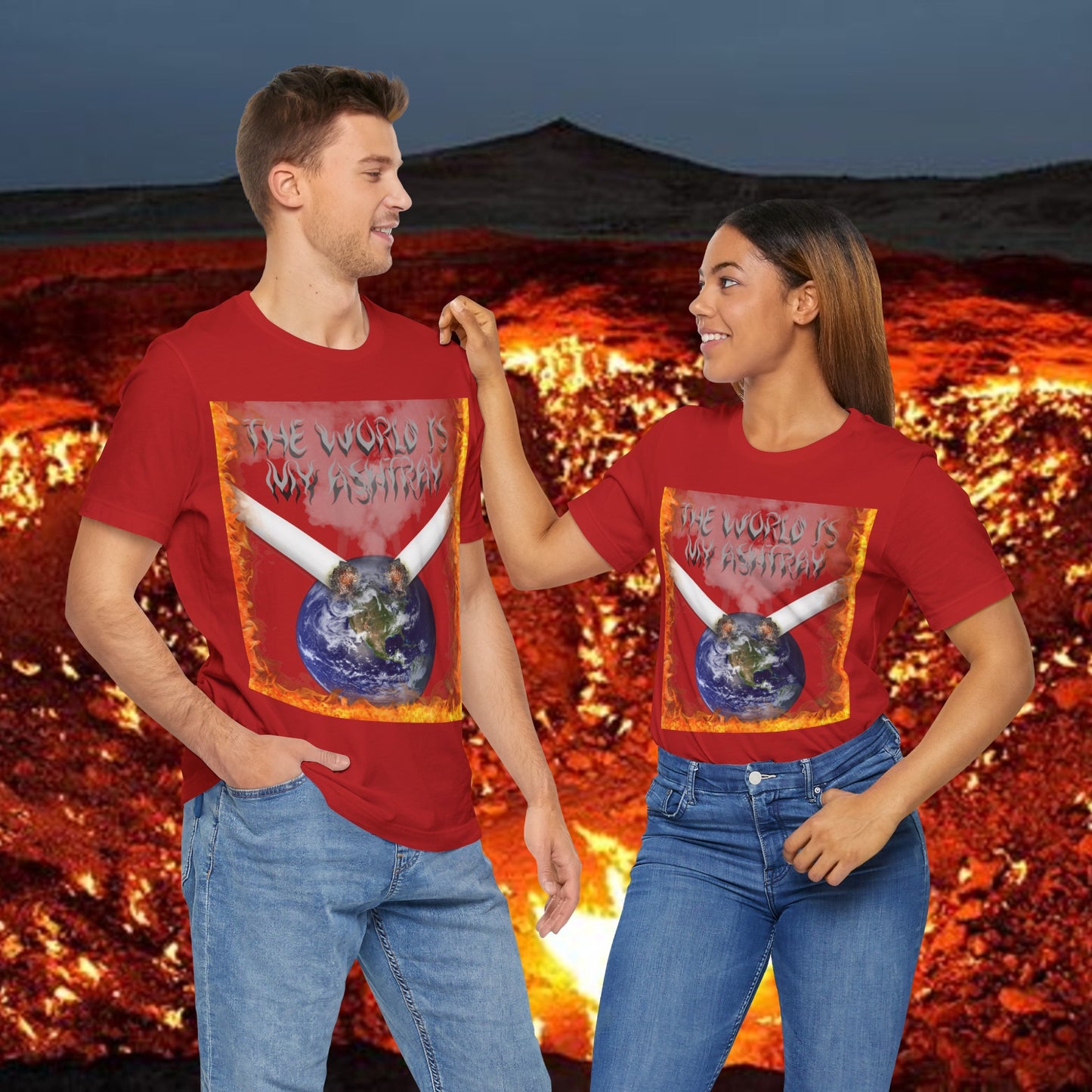 The World Is My Ashtray Front Design Unisex Short Sleeve Tee