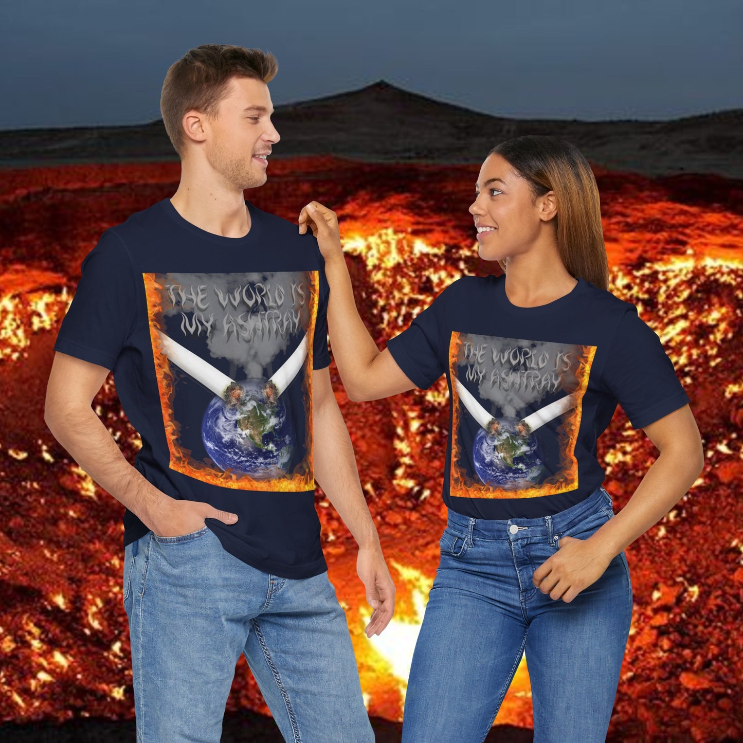 The World Is My Ashtray Front Design Unisex Short Sleeve Tee