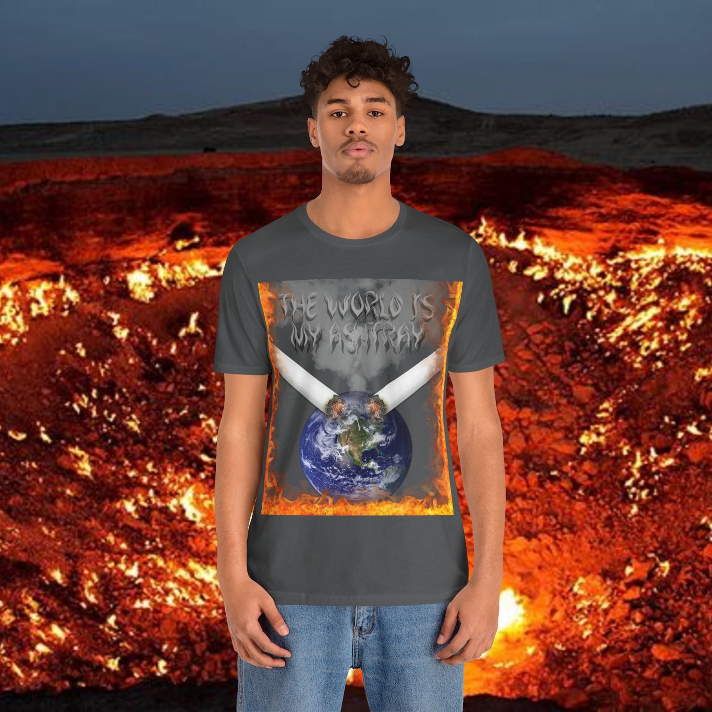 The World Is My Ashtray Front Design Unisex Short Sleeve Tee