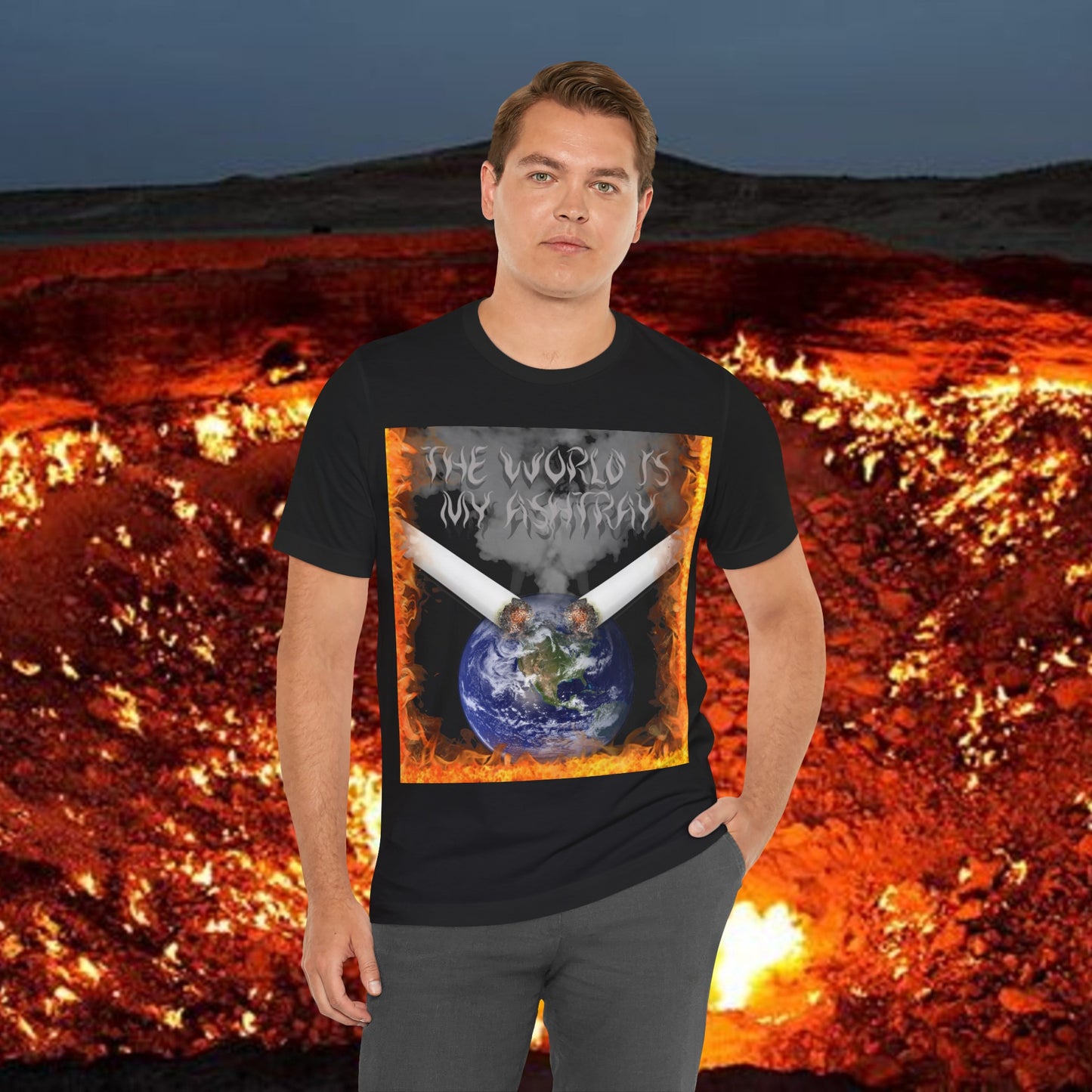 The World Is My Ashtray Front Design Unisex Short Sleeve Tee