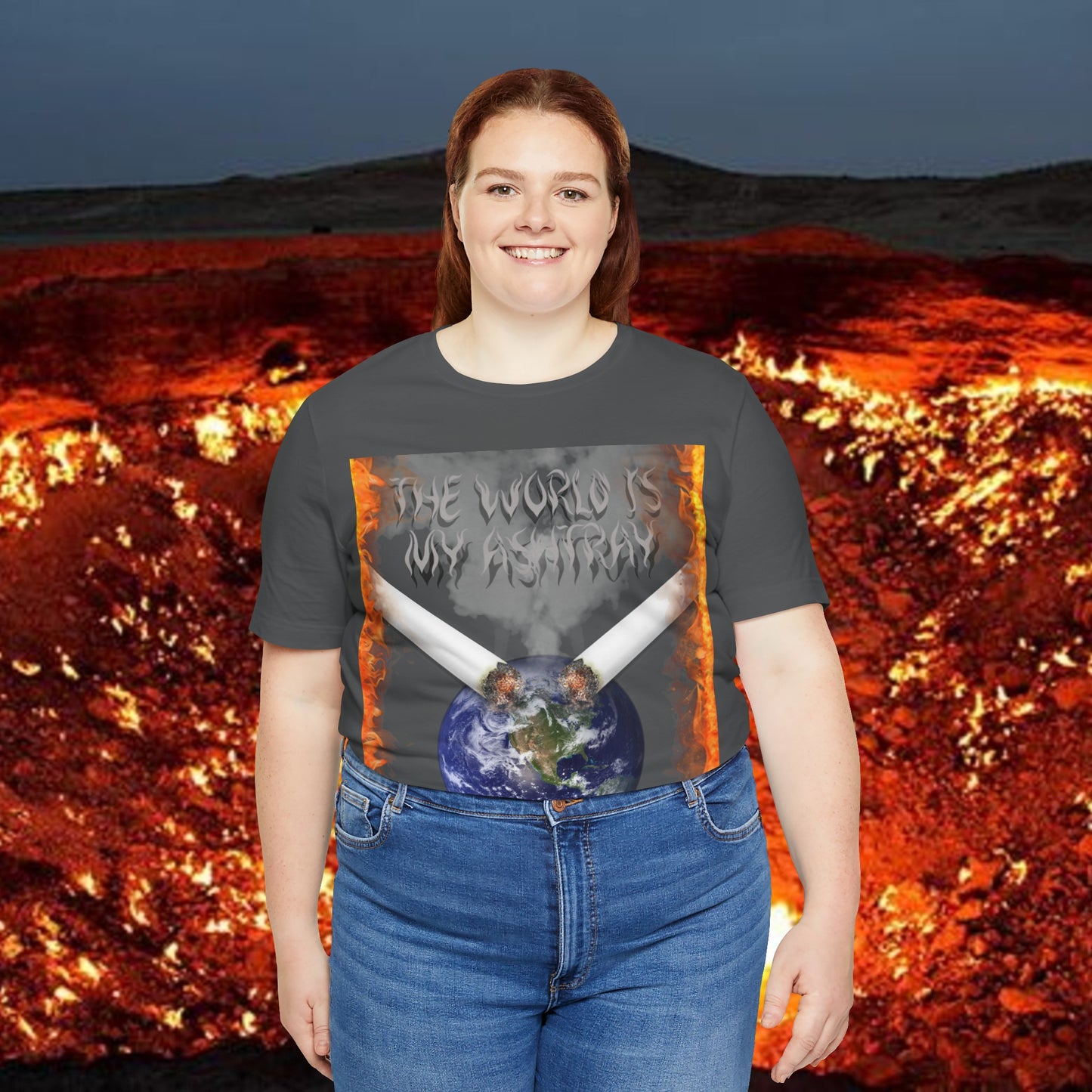 The World Is My Ashtray Front Design Unisex Short Sleeve Tee