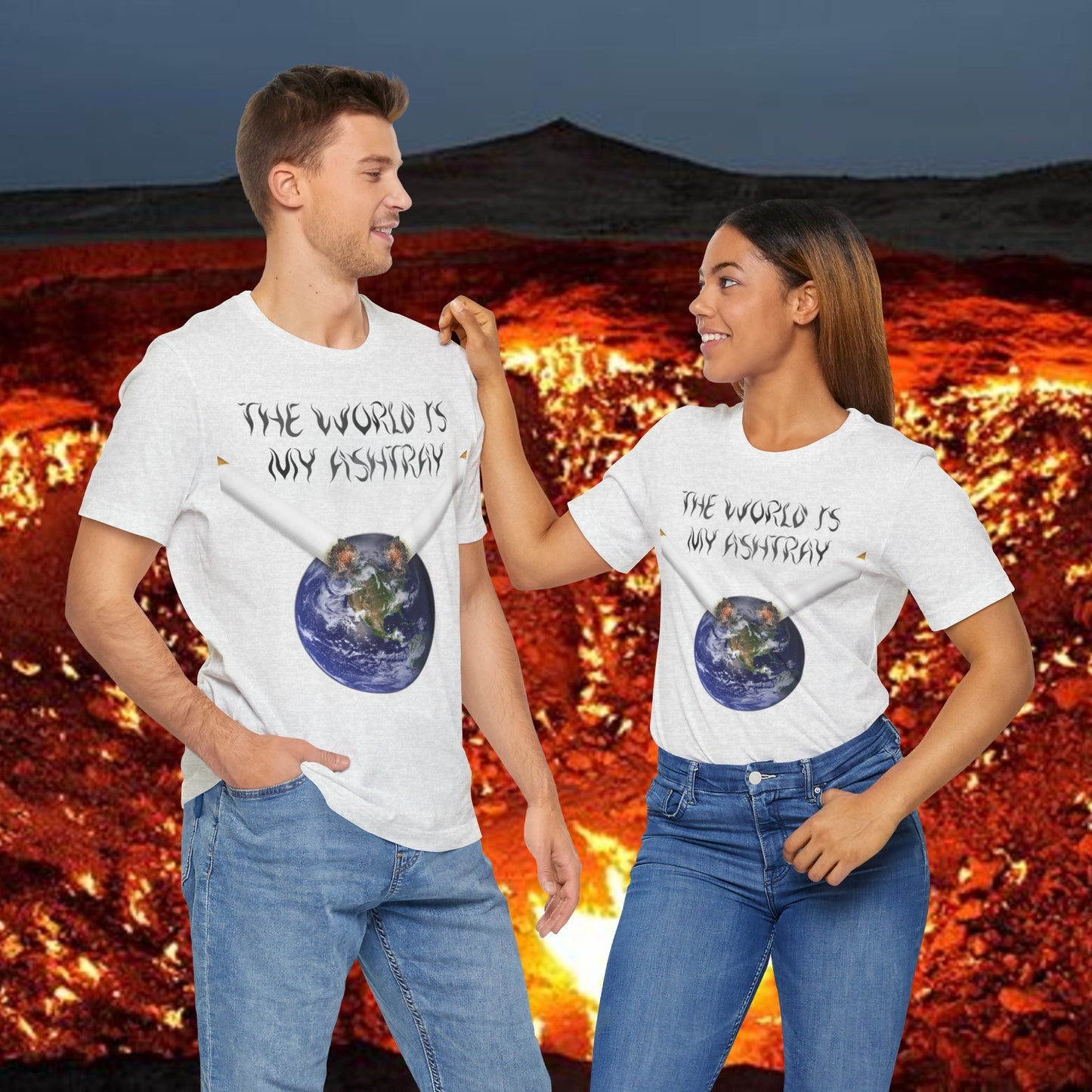 The World Is My Ashtray Front Design Unisex Short Sleeve Tee