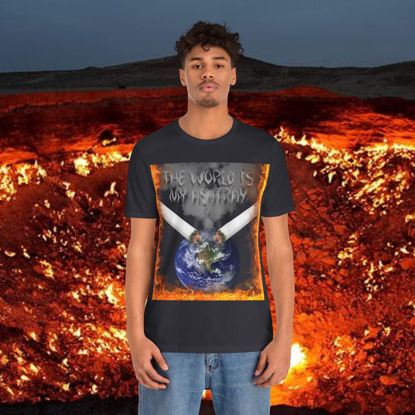 The World Is My Ashtray Front Design Unisex Short Sleeve Tee