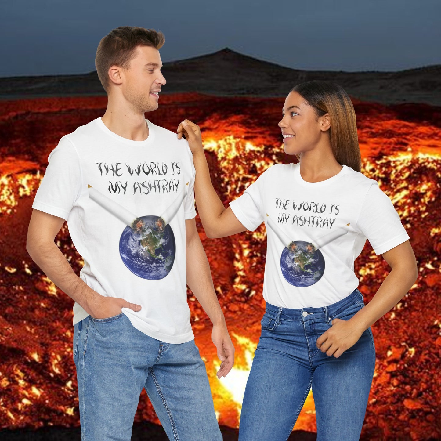 The World Is My Ashtray Front Design Unisex Short Sleeve Tee