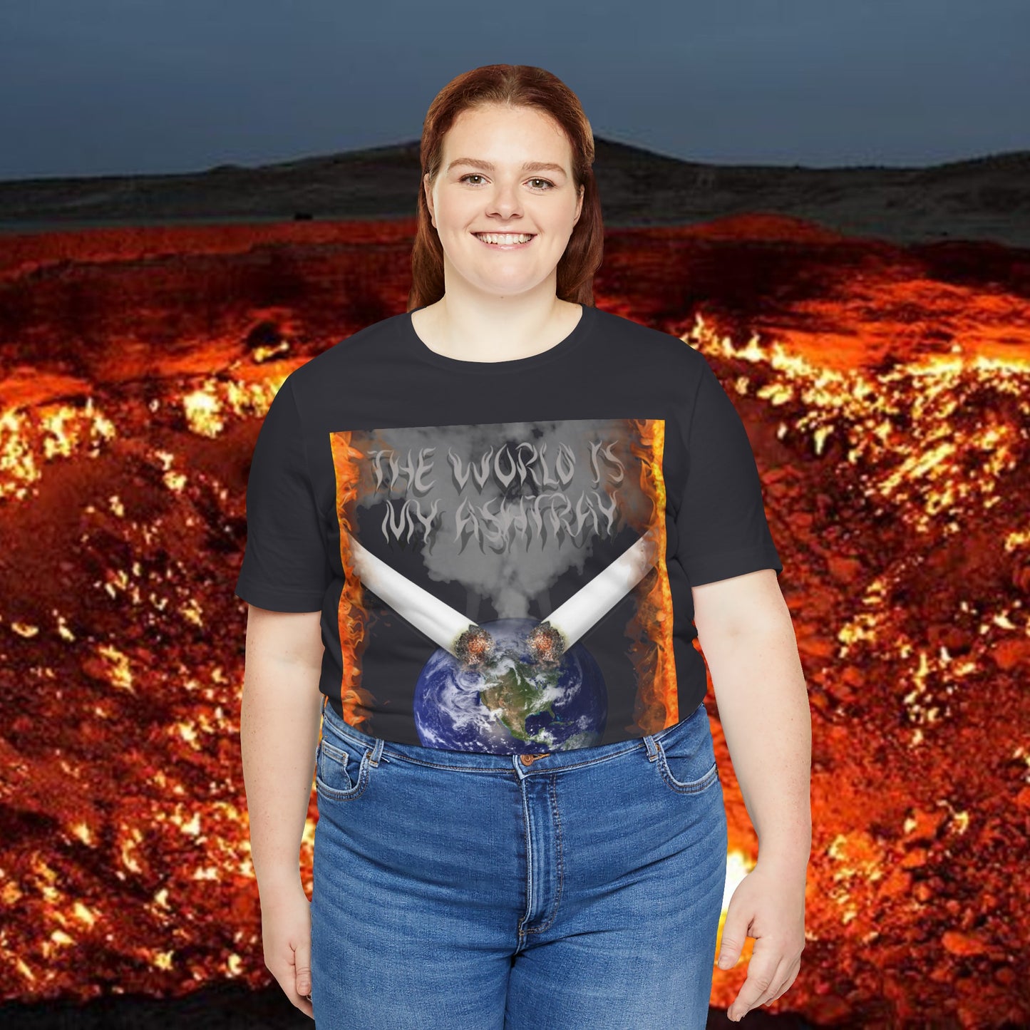 The World Is My Ashtray Front Design Unisex Short Sleeve Tee