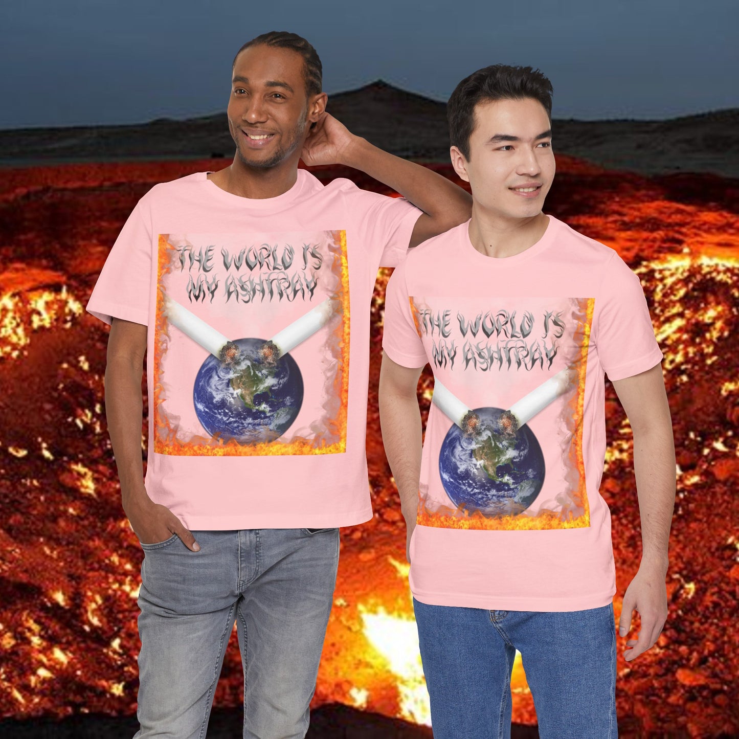 The World Is My Ashtray Front Design Unisex Short Sleeve Tee