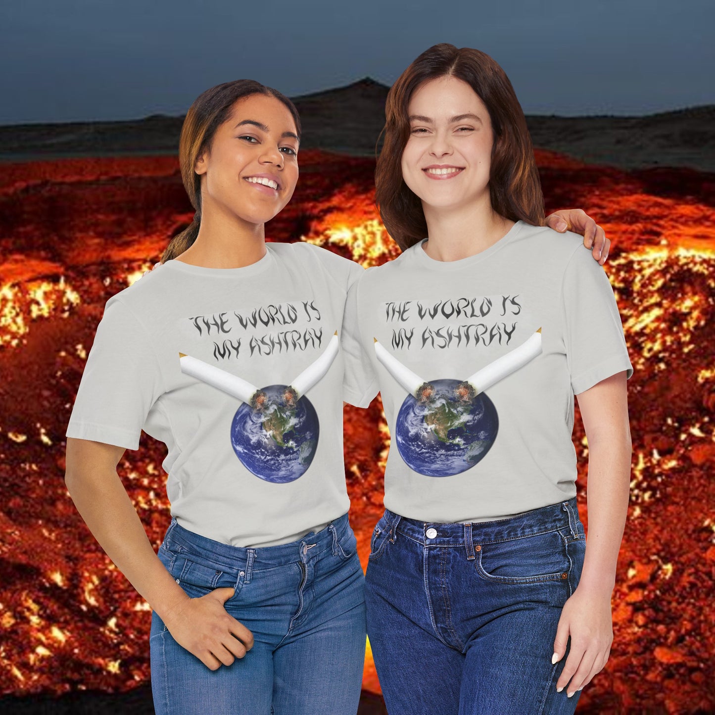 The World Is My Ashtray Front Design Unisex Short Sleeve Tee