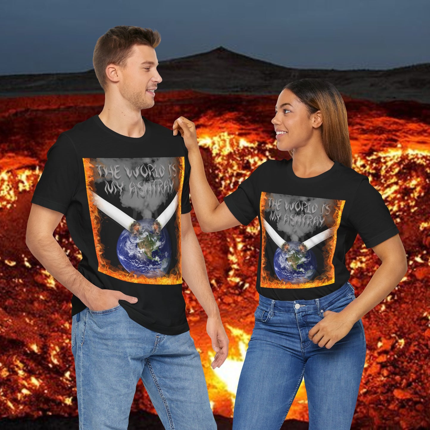 The World Is My Ashtray Front Design Unisex Short Sleeve Tee