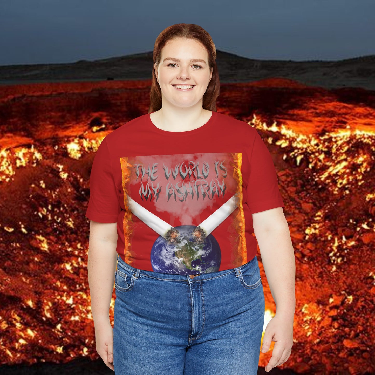 The World Is My Ashtray Front Design Unisex Short Sleeve Tee
